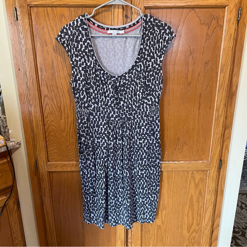 Boden Black and White Patterned Dress